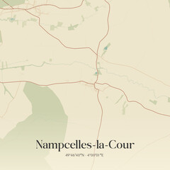Obraz premium Vintage map of Nampcelles-la-Cour, France.