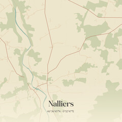 Obraz premium Vintage map of Nalliers, France.