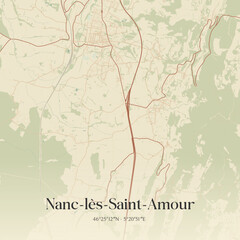 Obraz premium Vintage map of Nanc-lès-Saint-Amour, France.