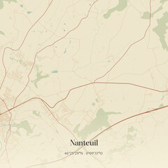 Fototapeta premium Vintage map of Nanteuil, France.