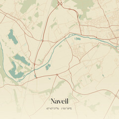 Obraz premium Vintage map of Naveil, France.