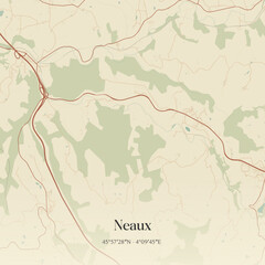 Obraz premium Vintage map of Neaux, France.