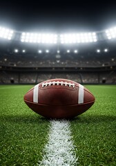 Obraz premium American Football Stadium Scene with Ball on the Field