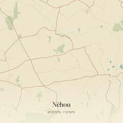 Fototapeta premium Vintage map of Néhou, France.