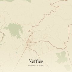 Obraz premium Vintage map of Neffiès, France.