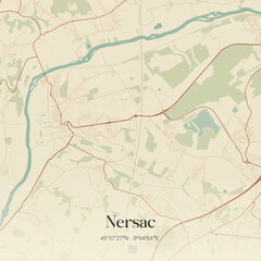 Obraz premium Vintage map of Nersac, France.