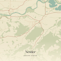 Fototapeta premium Vintage map of Nestier, France.
