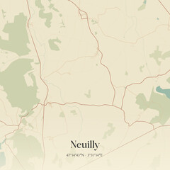 Obraz premium Vintage map of Neuilly, France.