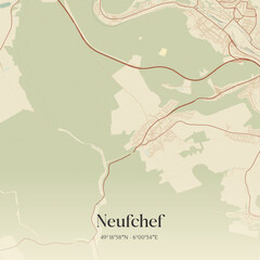 Obraz premium Vintage map of Neufchef, France.