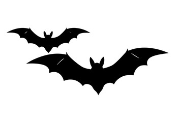 Watercolor simple black bat silhouette
