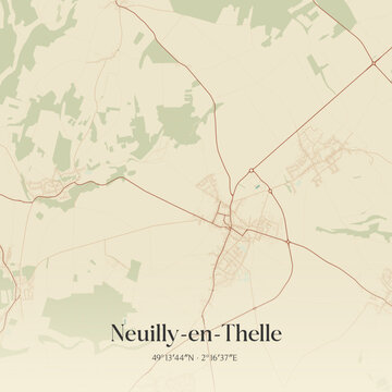 Vintage map of Neuilly-en-Thelle, France.