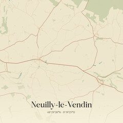 Fototapeta premium Vintage map of Neuilly-le-Vendin, France.