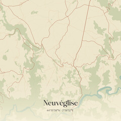 Obraz premium Vintage map of Neuvéglise, France.