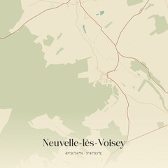Obraz premium Vintage map of Neuvelle-lès-Voisey, France.