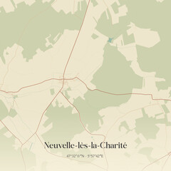Obraz premium Vintage map of Neuvelle-lès-la-Charité, France.