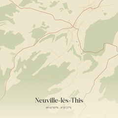 Obraz premium Vintage map of Neuville-lès-This, France.