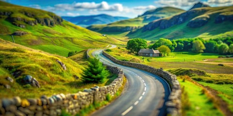 Miniature Scotland: A captivating Drumbeg road, shrunk by tilt-shift, reveals a breathtaking Highland landscape.