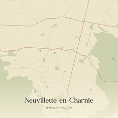 Obraz premium Vintage map of Neuvillette-en-Charnie, France.