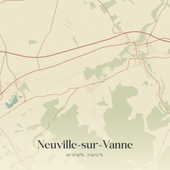 Obraz premium Vintage map of Neuville-sur-Vanne, France.