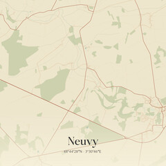 Obraz premium Vintage map of Neuvy, France.