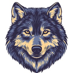 Fototapeta premium Illustration of a wolf's head, stylized, bold design, art print