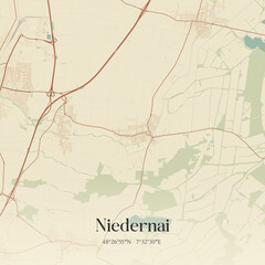 Fototapeta premium Vintage map of Niedernai, France.