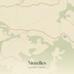Obraz premium Vintage map of Niozelles, France.