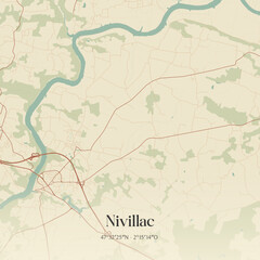 Obraz premium Vintage map of Nivillac, France.