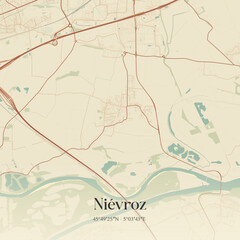 Fototapeta premium Vintage map of Niévroz, France.