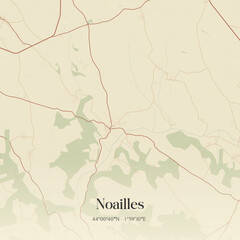 Fototapeta premium Vintage map of Noailles, France.