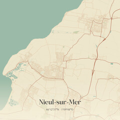 Naklejka premium Vintage map of Nieul-sur-Mer, France.