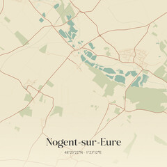 Obraz premium Vintage map of Nogent-sur-Eure, France.