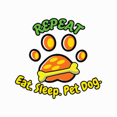 Pet Dog Funny Paw Bone Design Typography Vector Illustration