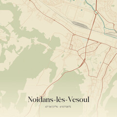 Obraz premium Vintage map of Noidans-lès-Vesoul, France.