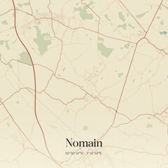 Fototapeta premium Vintage map of Nomain, France.