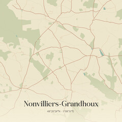 Fototapeta premium Vintage map of Nonvilliers-Grandhoux, France.