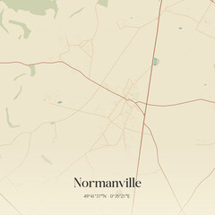 Fototapeta premium Vintage map of Normanville, France.