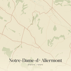 Fototapeta premium Vintage map of Notre-Dame-d'Aliermont, France.