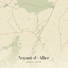 Fototapeta premium Vintage map of Noyant-d'Allier, France.