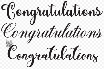 congratulations decorative design lettering on plain Transparent background.  EPS 10.