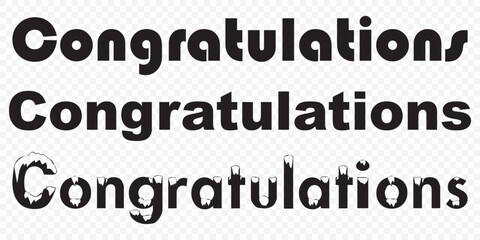 Congratulations !. congratulations Black celebration on Transparent background with confetti. EPS 10.