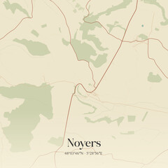 Obraz premium Vintage map of Noyers, France.