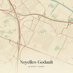 Obraz premium Vintage map of Noyelles-Godault, France.