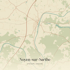 Fototapeta premium Vintage map of Noyen-sur-Sarthe, France.