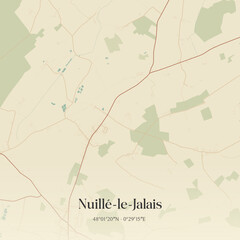 Vintage map of Nuillé-le-Jalais, France. © Rezona