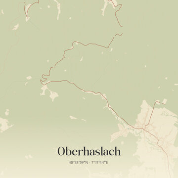 Vintage map of Oberhaslach, France.