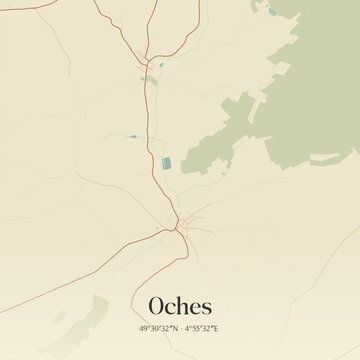 Vintage map of Oches, France.