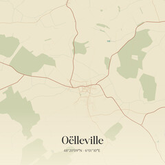 Obraz premium Vintage map of Oëlleville, France.