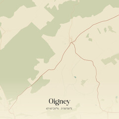 Obraz premium Vintage map of Oigney, France.