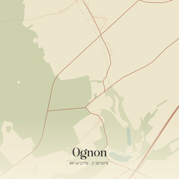 Vintage map of Ognon, France.